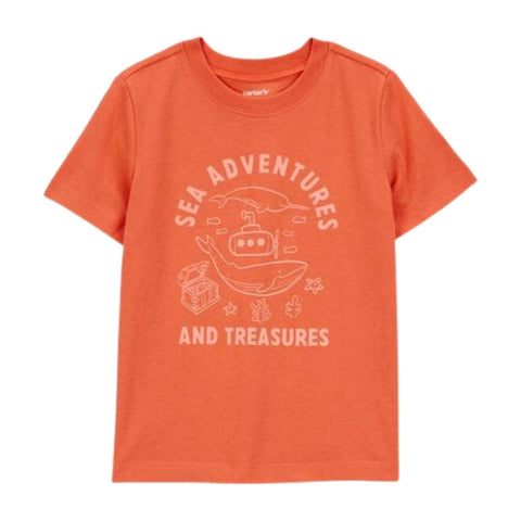 Camiseta Gráfica Manga Corta Diseño “Sea Adventures” Niño Pequeño - Naranja