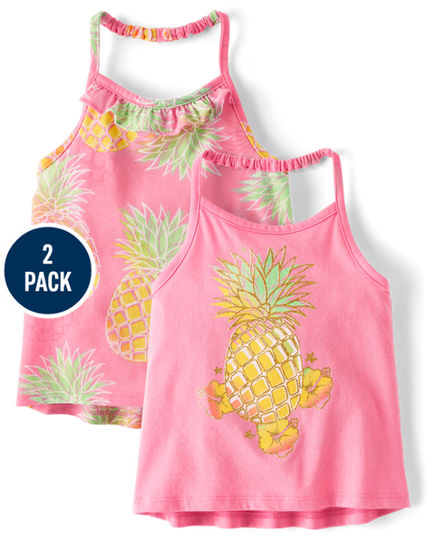 Blusas Sin Mangas Tipo Halter Diseño Gráfico Bebé Niña y Niña Pequeña (Paquete de 2)