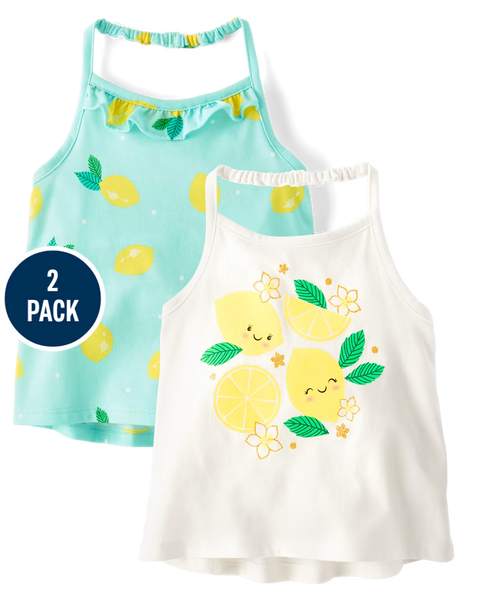 Blusas Sin Mangas Tipo Halter Diseño Gráfico Bebé Niña y Niña Pequeña (Paquete de 2)