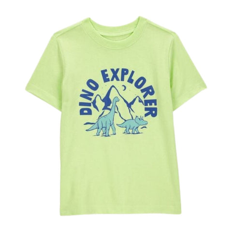 Camiseta Gráfica Manga Corta Diseño “Dino Explorer” Niño Pequeño - Verde
