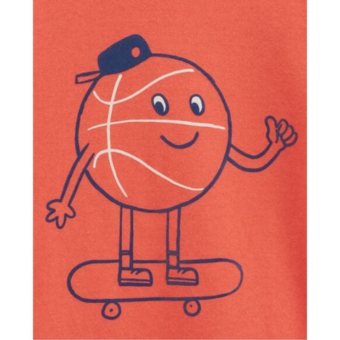 Camiseta Gráfica Manga Corta Niño Pequeño Baloncesto - Naranja