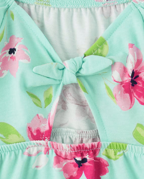 Blusa Tipo Babydoll Estampado Flores Bebé Niña y Niña Pequeña - Verde