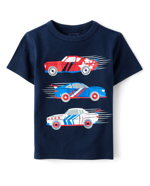 Camiseta Gráfica Auto de Carreras Bebé Niño y Niño Pequeño - Negro