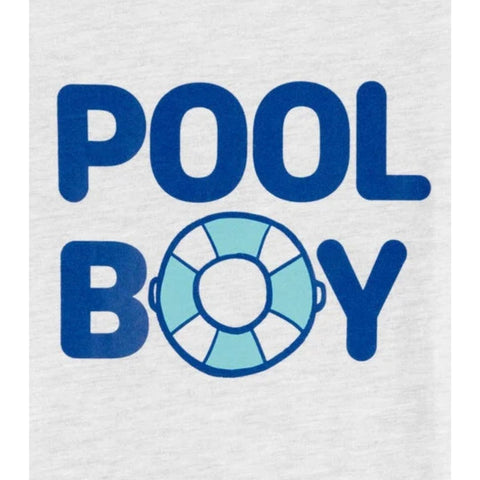 Camiseta Gráfica Manga Corta Niño Pequeño “Pool Boy” - Gris