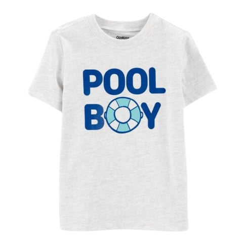 Camiseta Gráfica Manga Corta Niño Pequeño “Pool Boy” - Gris