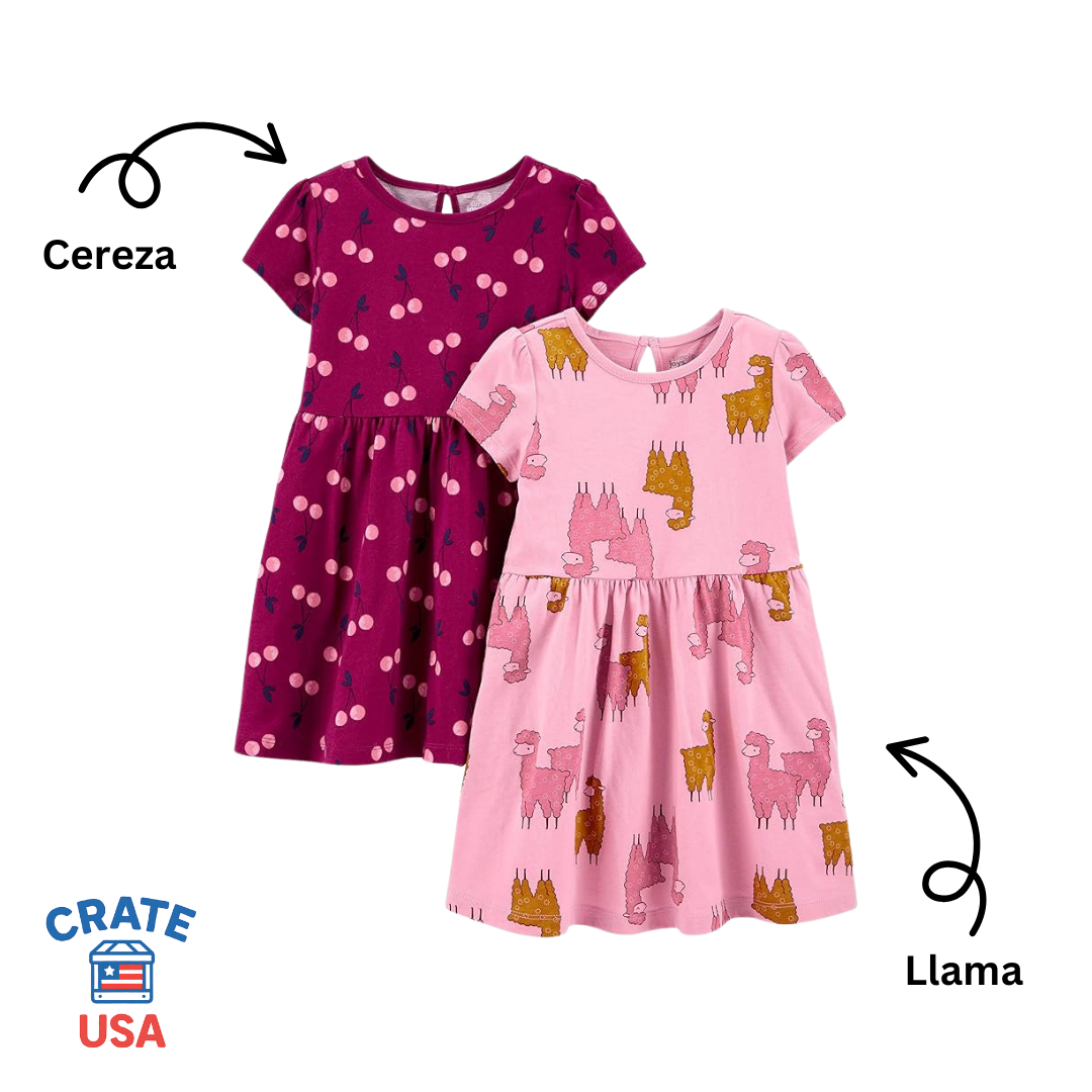 Vestido con Mangas Cortas para Niña (Paquete de 2)