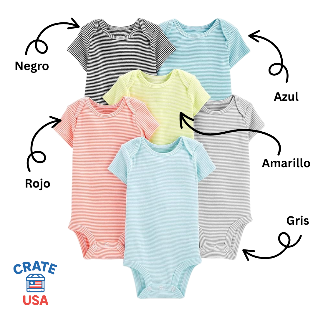 Bodies de Manga Corta Unisex para Bebé (Paquete de 6)
