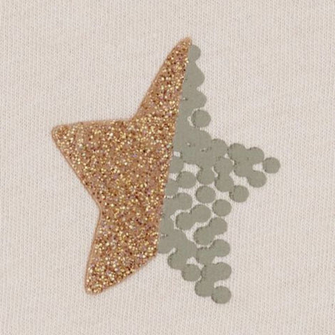 Camiseta Gráfica Manga Corta Estampado de Estrellas Niña Pequeña - Crema