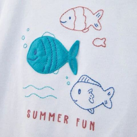 Camiseta Manga Corta Diseño de Peces y Shorts con Pretina Elástica (Conjunto de 2 piezas)