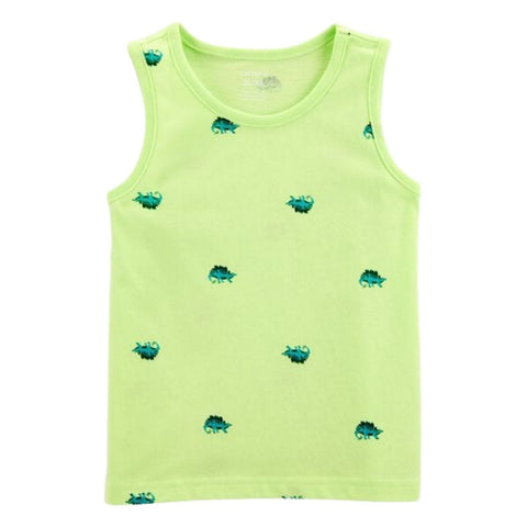 Camiseta Sin Mangas Diseño de Dinosaurio Bebé Niño - Amarillo Neón
