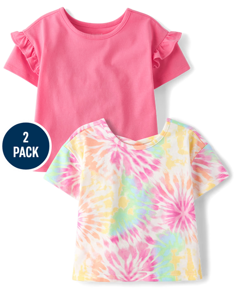 Blusas Estampadas con Tirantes Cruzados Espalda Bebé Niña y Niña Pequeña - Cosmos (Paquete de 2)