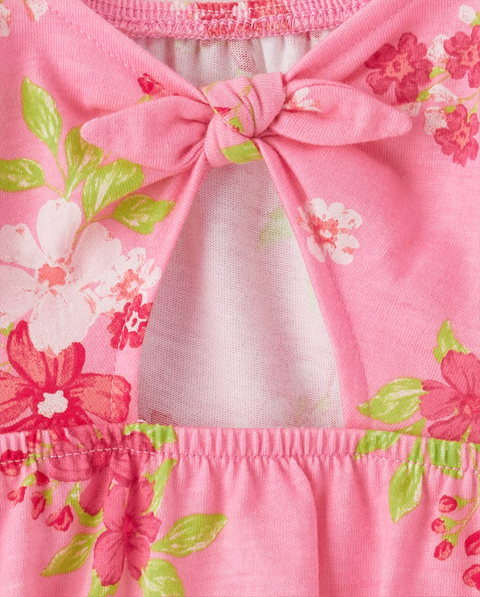 Blusa Tipo Babydoll Estampado Flores Bebé Niña y Niña Pequeña - Rosa
