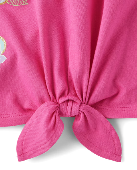 Blusa Sin Mangas Nudo Lateral Diseño Gráfico LOVE Bebé Niña y Niña Pequeña