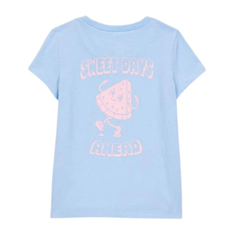 Camiseta Gráfica Manga Corta Diseño de Corazón Niña Pequeña - Azul