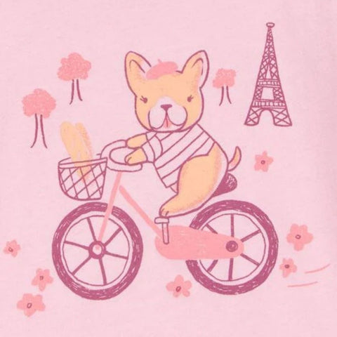 Camiseta Gráfica Manga Corta Diseño de Paris Niña Pequeña - Rosa