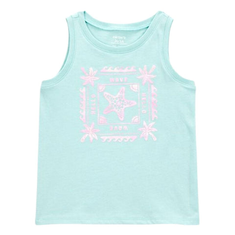 Camiseta Sin Mangas Tipo Muscle con Estrella de Mar Niña Pequeña - Turquesa