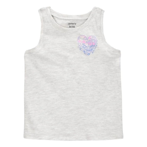 Camiseta Sin Mangas Tipo Muscle con Corazón “Sun Club” Niña Pequeña - Gris
