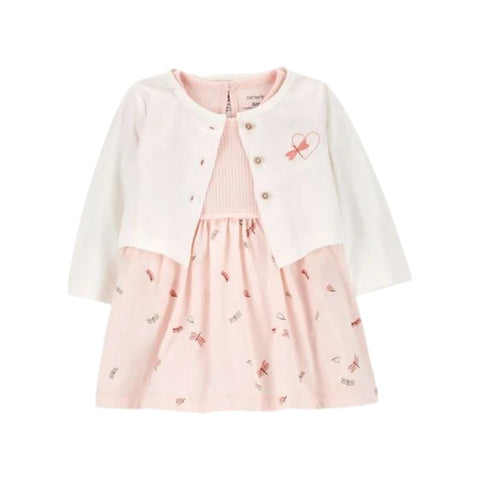 Vestido Tipo Body y Cárdigan Bebé Niña - Rosa (Conjunto de 2 piezas)