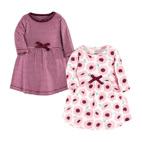Vestido Corto Manga Larga Algodón Orgánico Niña Pequeña (Paquete de 2)