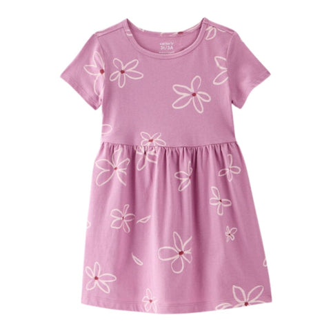 Vestido Manga Corta Niña Pequeña Estampado de Flores - Rosa