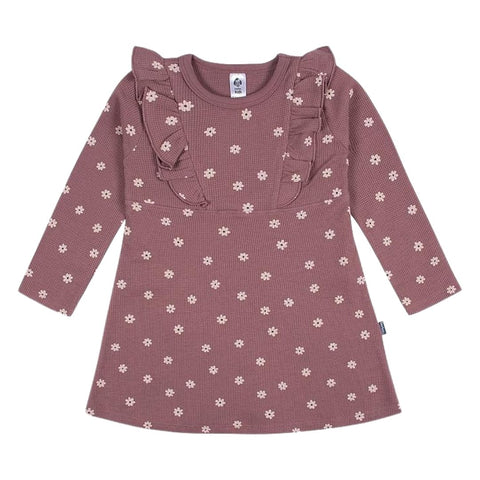 Vestido Manga Larga Detalle de Volantes Bebé Niña - Rosa