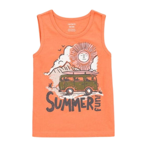 Camiseta Sin Mangas Diseño Veraniego "Summer Fun!" Bebé Niño - Naranja