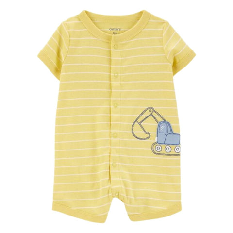 Romper Manga Corta Bebé Niño Ryas y Diseño de Construcción - Amarillo