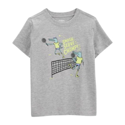 Camiseta Gráfica Manga Corta Niño Pequeño Tenis - Gris