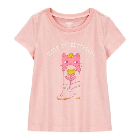 Camiseta Gráfica Manga Corta Diseño “Kitty Up Buttercup” Niña Pequeña - Rosa