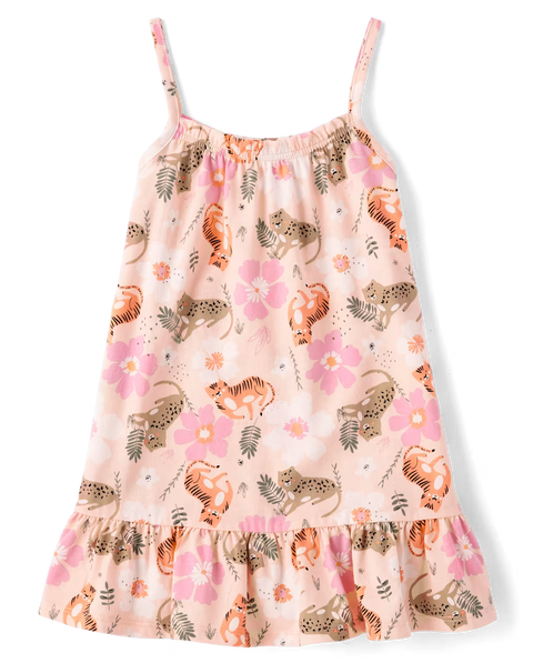 Vestido Safari con Volantes y Corte Amplio Bebé Niña y Niña Pequeña