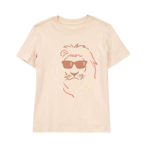 Camiseta Gráfica Manga Corta Diseño de León Niño Pequeño - Marrón
