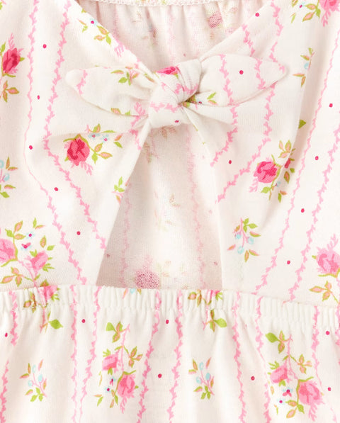 Blusa Tipo Babydoll Estampado Flores Bebé Niña y Niña Pequeña - Blanco