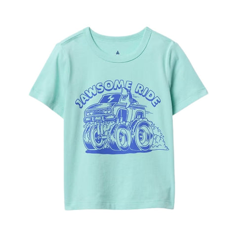 Camiseta Gráfica Bebé Niño y Niño Pequeño Monster Truck - Verde Espuma de Mar