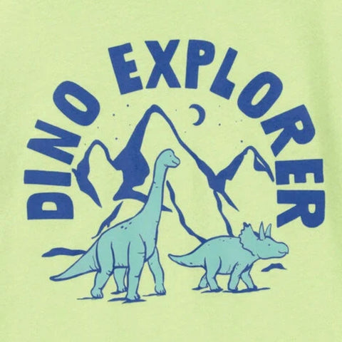 Camiseta Gráfica Manga Corta Diseño “Dino Explorer” Niño Pequeño - Verde