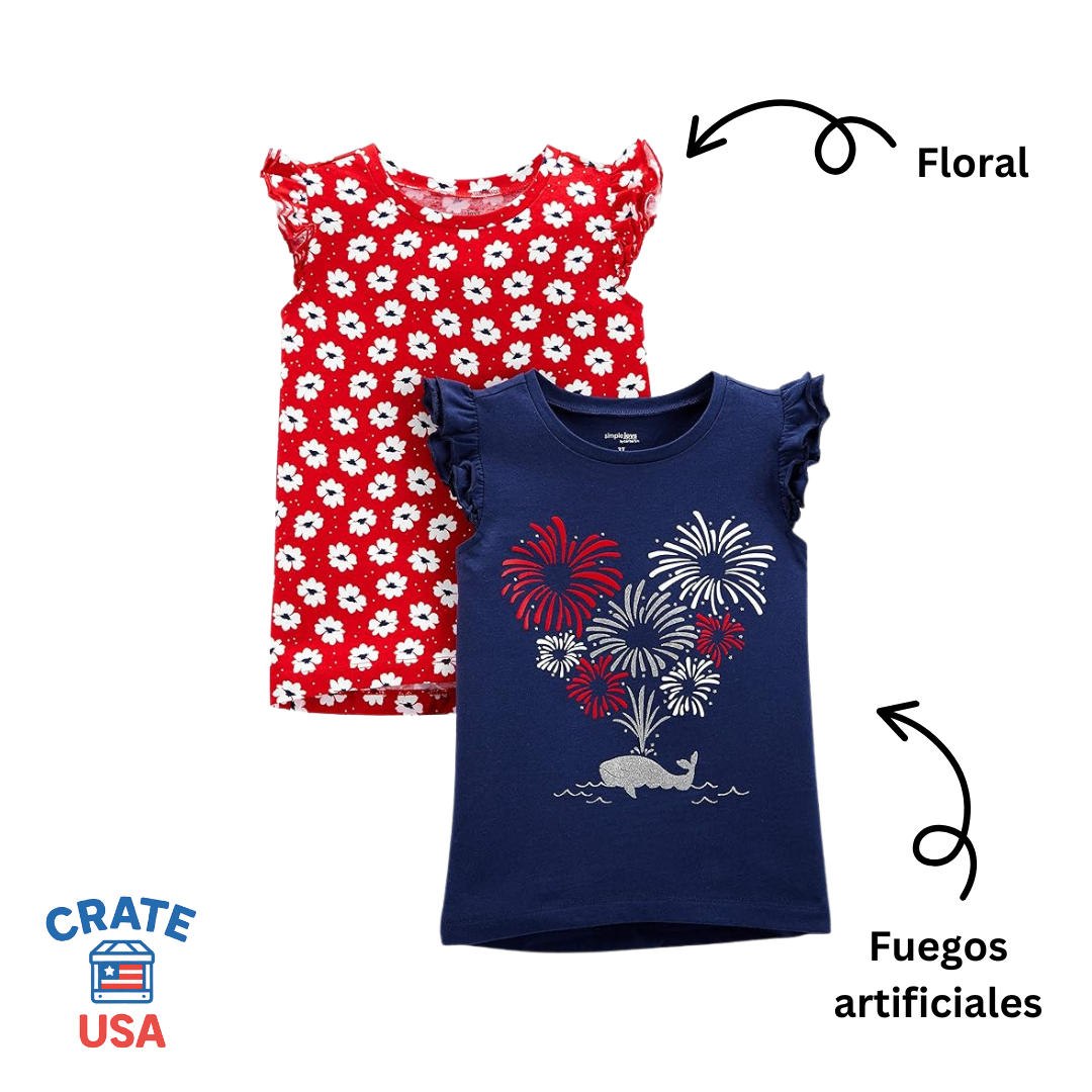 Camiseta de Manga Corta para Niña (Paquete de 2)