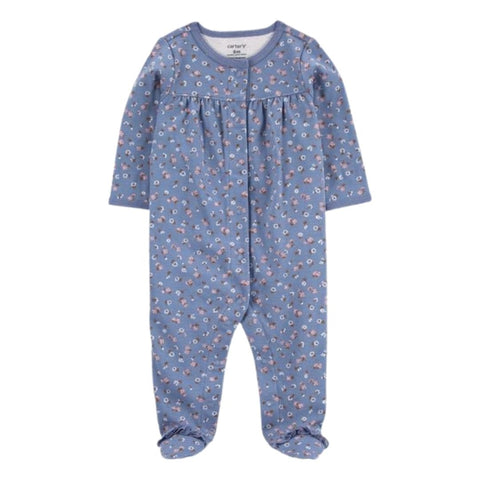 Pijama con Broches y Estampado Floral Bebé Niña