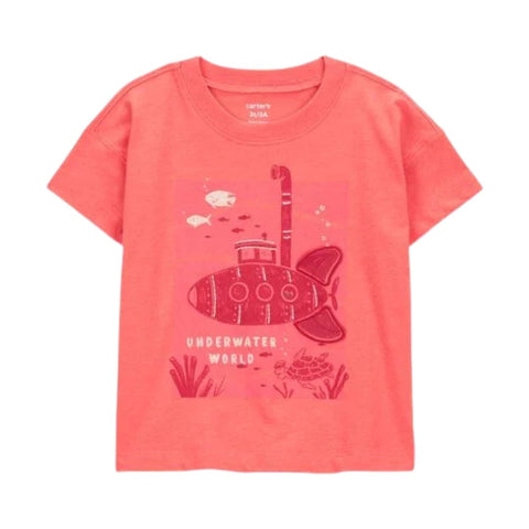 Camiseta Gráfica Diseño de Submarino Niño Pequeño