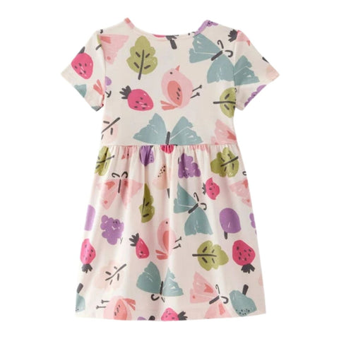 Vestido Manga Corta Niña Pequeña Estampado de Frutas