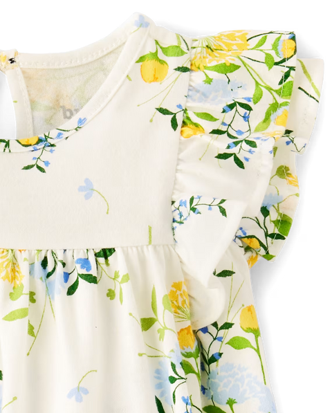 Vestido Tipo Body con Vuelos y Estampado Floral Bebé Niña