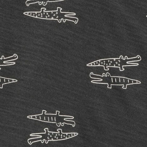 Camiseta Tipo Henley Diseño de Cocodrilo y Shorts a Rayas con Pretina Elástica Bebé Niño - Blanco/Negro (Conjunto de 2 piezas)