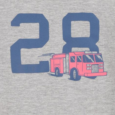 Camiseta Gráfica Manga Corta Diseño de Camión de Bomberos Niño Pequeño - Azul