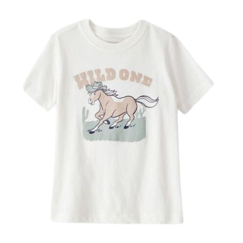 Camiseta Gráfica Manga Corta Niño Pequeño “Wild One” - Blanco