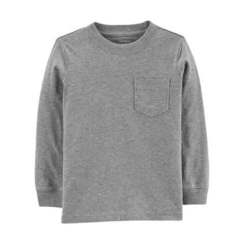 Camiseta Jersey con Bolsillo Bebé NIño - Gris Jaspeado