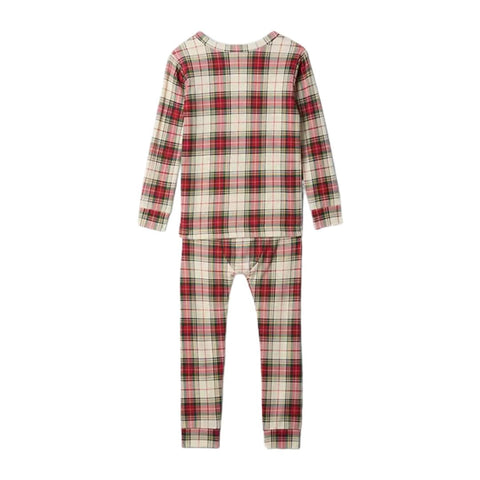 Pijama Algodón Orgánico Bebé Niño - Cuadros Escoceses Rojos y Blancos