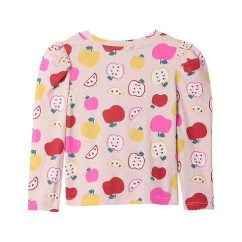 Camiseta Gráfica Bebé Niña con Bolsillo "Manzanas" - Rosa