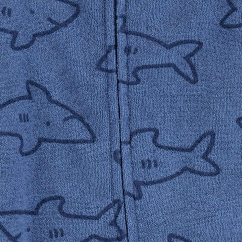 Pijama de Felpa Estampado de Tiburones y Cierre de Doble Vía Bebé Niño - Azul Marino