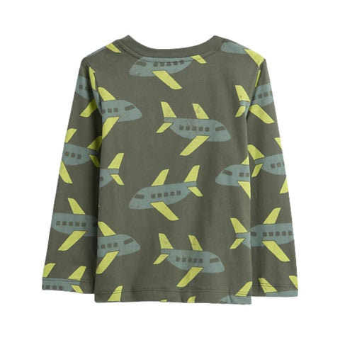 Camiseta Gráfica Bebé Niño con Bolsillo "Aviones" - Verde