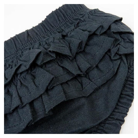 Top Manga Larga con Volantes y Conjunto de Bombachos Bebé Niña Algodón Orgánico - Blanco/Negro