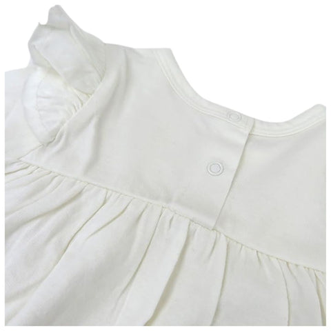 Top Manga Larga con Volantes y Conjunto de Bombachos Bebé Niña Algodón Orgánico - Blanco/Negro