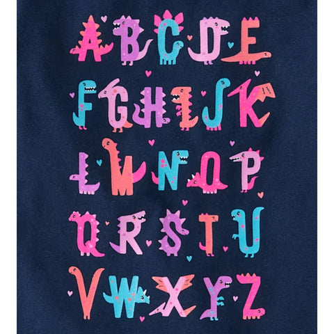 Camiseta Gráfica Diseño del Abecedario Bebé Niña